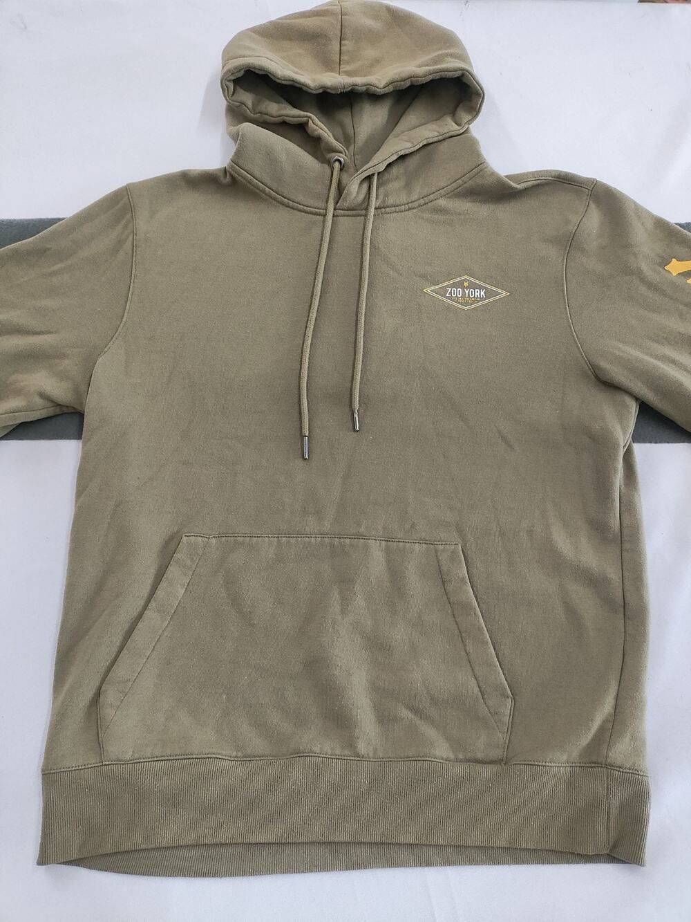 Vintage Zoo York Olive Green Spellout Hoodie Size L Y2K Skate Hoodie Pull Over
